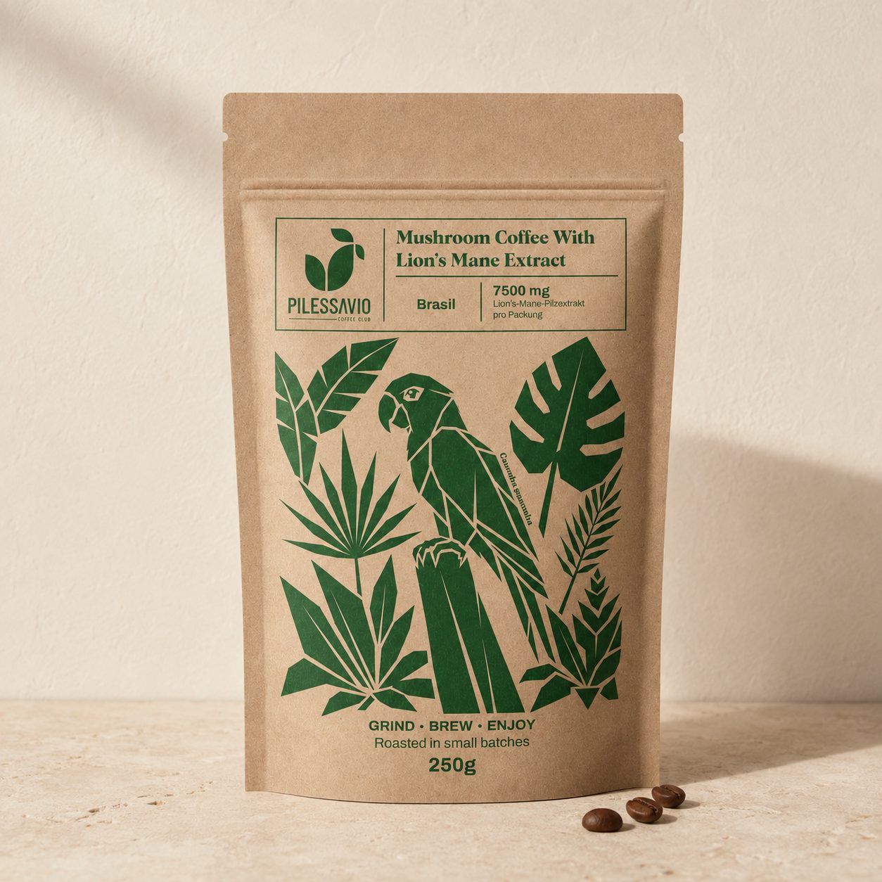 Pilessavio Coffee Club egész szemes gombakávé Lion's Mane-nel
